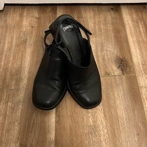 Camper Velcro Sling-back Mules w/ Chunky Heel. Size 38